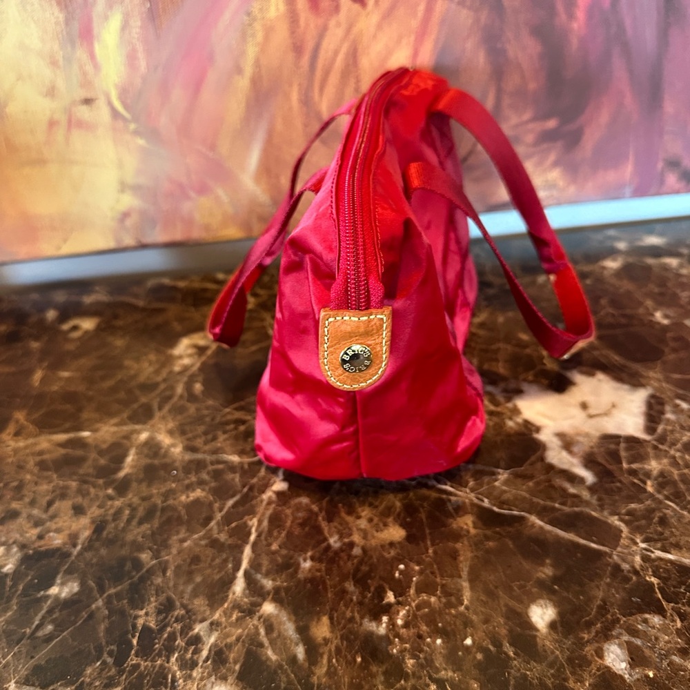 Bric's Raspberry Nylon Tote with Leather Trim - Picture 4 of 8